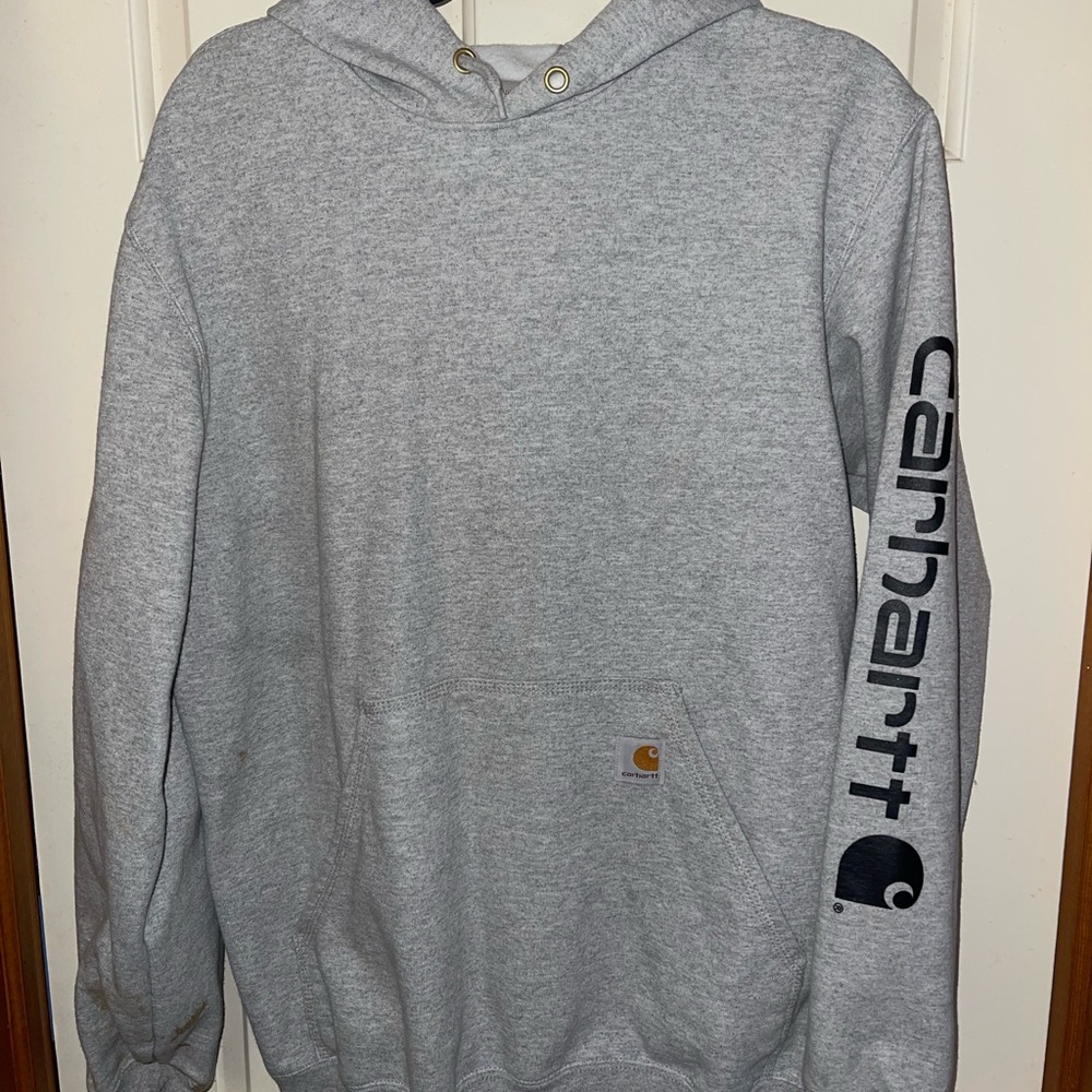Carhartt Gray Pullover Hoodie with Long Sleeves